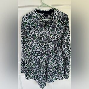 Jones New York Women’s Button Up Blouse Long Sleeve Size L